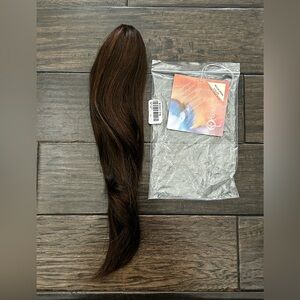 Synthetic Hair Claw Clip Pony Tail 17” Long Medium Brown Brunette